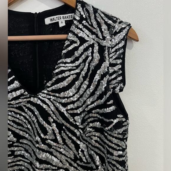 Walter Baker Zebra Print Sequin Hi Low Blouse Small - Picture 3 of 8